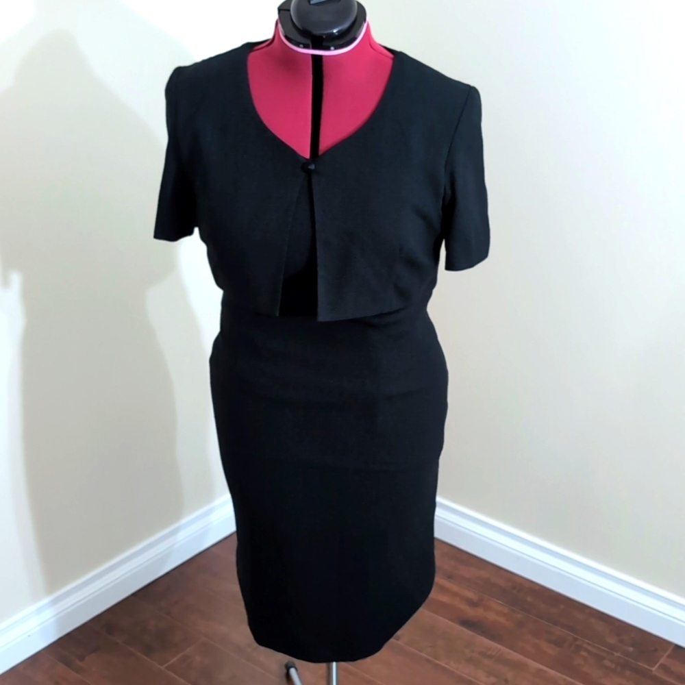 Liz Claiborne| Formal Black Dress Back slit with attached Belero zippered